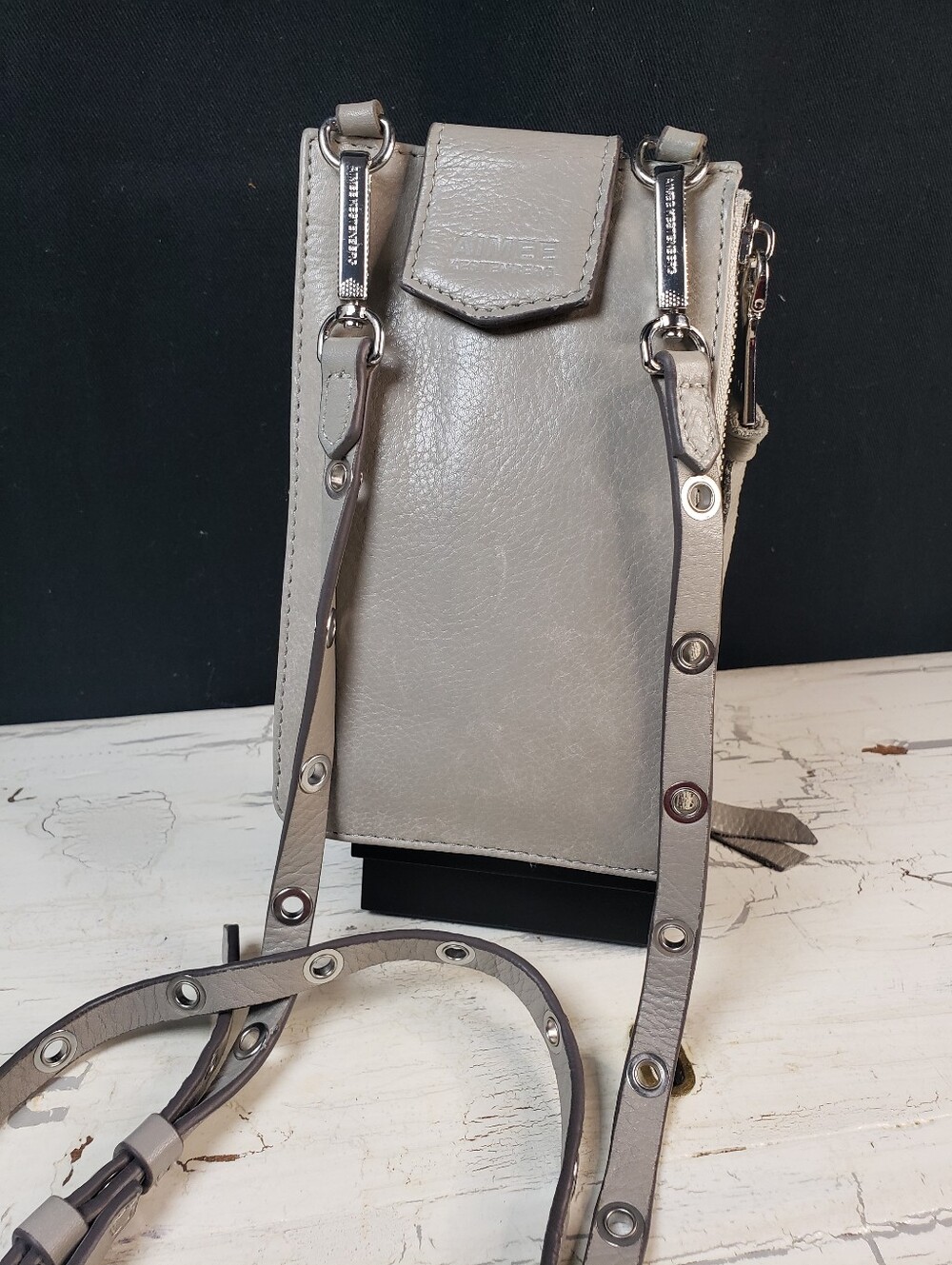Aimee Kestenberg 'Out of Office' Leather Phone Crossbody Bag in Elephant Gray OS
